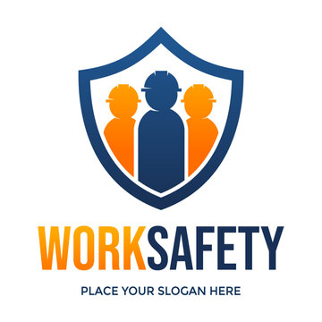 Work safety vector logo template. This design use human symbol. Suitable for project protection.