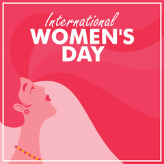 Hand-drawn international women's day illustration with woman with long hair