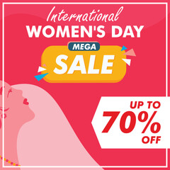 Mega Sale international women's day banner template
