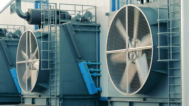 The large cooling blades on the gas pumping station are used to cool the gas