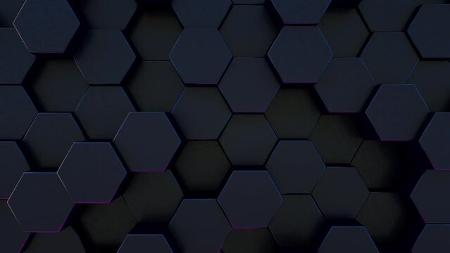 Abstract Hexagon Geometric Surface Loop, minimal black hexagonal grid pattern