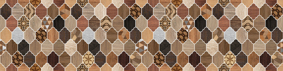 seamless colorful art design wood texture wall tiles for decor. 