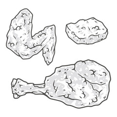 Fried chicken elements colorful set