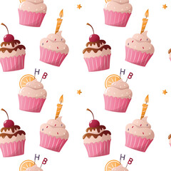 pattern with cupcakes , seamless pattern with cupcakes, 