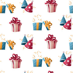 pattern with gift boxes, birthday seamless pattern 