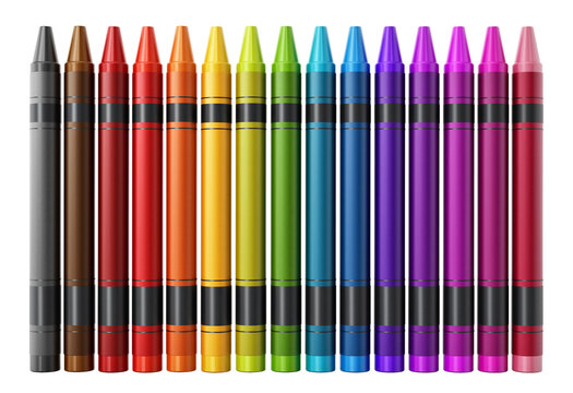 Color crayons on transparent background.