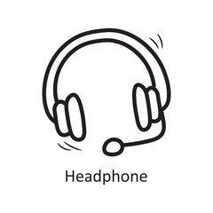 Headphone vector outline Icon Design illustration. Entertainment Symbol on White background EPS 10 File