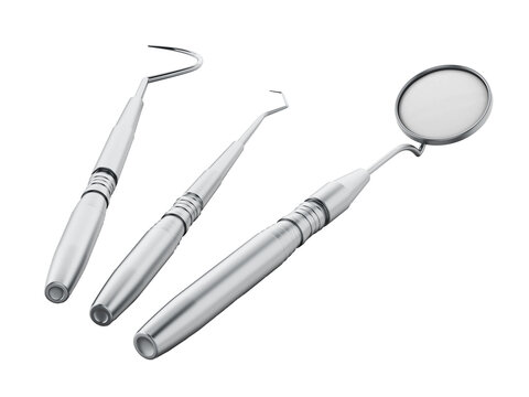 Professional dentist tools on transparent background.