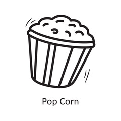 Pop Corn vector outline Icon Design illustration. Entertainment Symbol on White background EPS 10 File