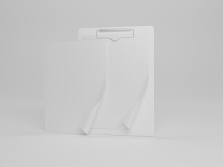 Clipboard with paper 3d rendering  