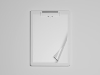 Clipboard with paper 3d rendering  