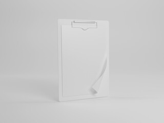 Clipboard with paper 3d rendering  