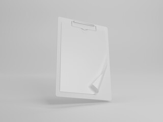 Clipboard with paper 3d rendering  