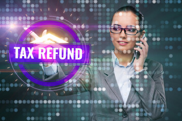Businesswoman in tax refund concept