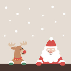 Collection of beautiful character for Christmas. Figures of animals, Rudolf, Santa Claus, Xmas nature design. Colored vector illustration in flat cartoon style.Collection of beautiful character for Ch
