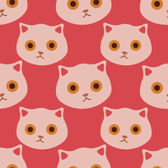 Cute cat vector ilustration seamless patern.Great for textile,fabric,wrapping paper,and any print.Vintages style.