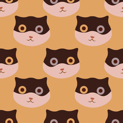 Cute cat vector ilustration seamless patern.Great for textile,fabric,wrapping paper,and any print.Vintages style.