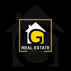 Real Estate logo latter G. Real estate logo with House and the letter G. Minimal and creative design. vector eps10