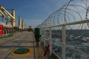Vessel hardening is done with razor wire and wire fencing