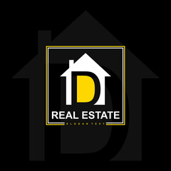 Real Estate logo latter D. Real estate logo with House and the letter D. Minimal and creative design. vector eps10