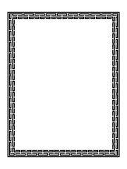 Greek black and white style border frame  circle frame with seamless vector illustration