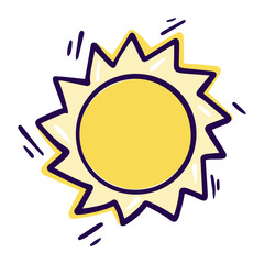 Cute Doodle Sun Shining Bright hand drawn Element Kids Weather Doodle Icons