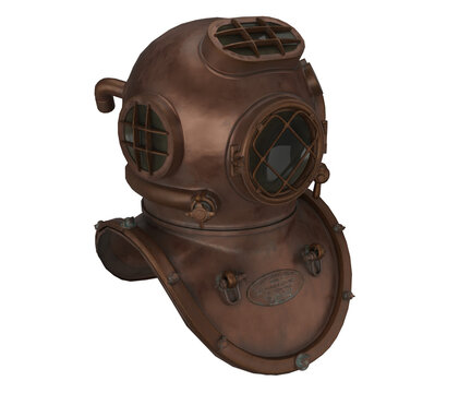 3d rendering ancient diving helmet