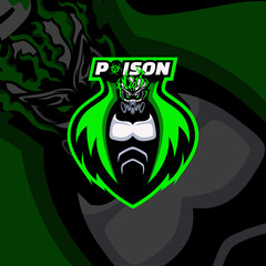 Poison Man Logo with Poison Coming Out of a Gas Mask Illustration.Designs Concept for T-shirts, Tattoos, Stickers, Gaming Logos or Posters.
