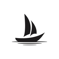 Sailboat boat on sea ocean wave with logo design