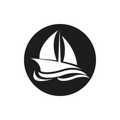 Sailboat boat on sea ocean wave with logo design