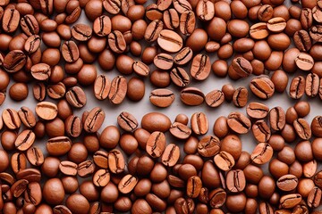 Fototapeta premium Caffeine-Rich Coffee Beans on a Natural Background Generative AI