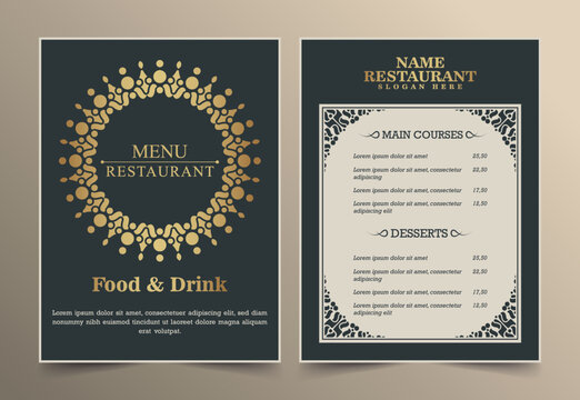 luxury dark and gold restaurant menu flyer