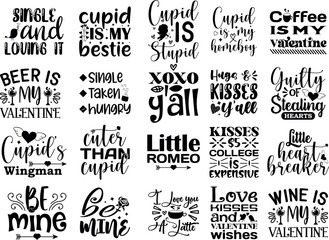 Fototapeta premium Valentine's Day Quotes SVG Bundle pack 05