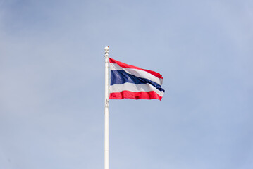 Thailand Thai Flag Waving in The Wind on Sky Background
