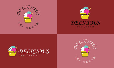 Ice cream logo design, Vector ice cream illustration, colorful graphic.