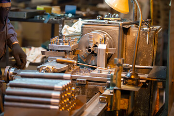 Metal pipes in the workshop of a metallurgical plant or a metal working enterprise.