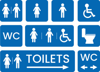 Wc and toilet way finding print ready signs vector