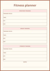 Simple and Minimal Daily Fitness Planner