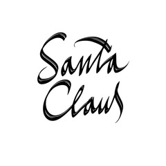 Autograph of Santa Claus. Calligraphic signature for Christmas cards, gifts, packaging, stickers, etc. Vector isolated illustration