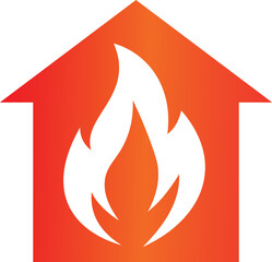 A house and a flame inside. Vector with a gradient.