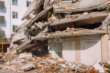 House destruction, demolition of old building