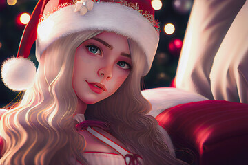 Digital paint a santa girl
