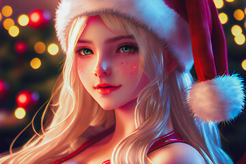Digital paint a santa girl