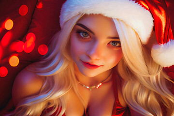 Digital paint a santa girl
