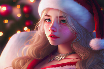 Digital paint a santa girl
