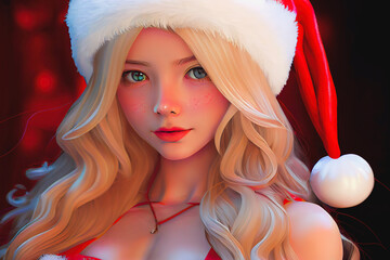 Digital paint a santa girl