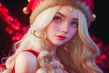 Digital paint a santa girl
