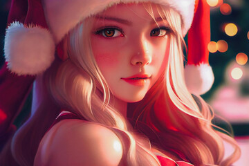 Digital paint a santa girl