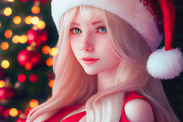 Digital paint a santa girl