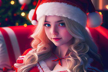 Digital paint a santa girl